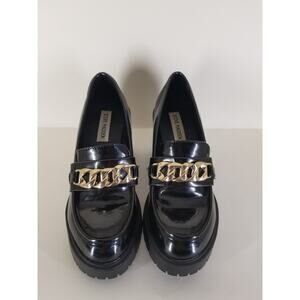 Steve Madden Nakos Pump Black Patent Chunky Platform Loafer Chain 7M Y2K